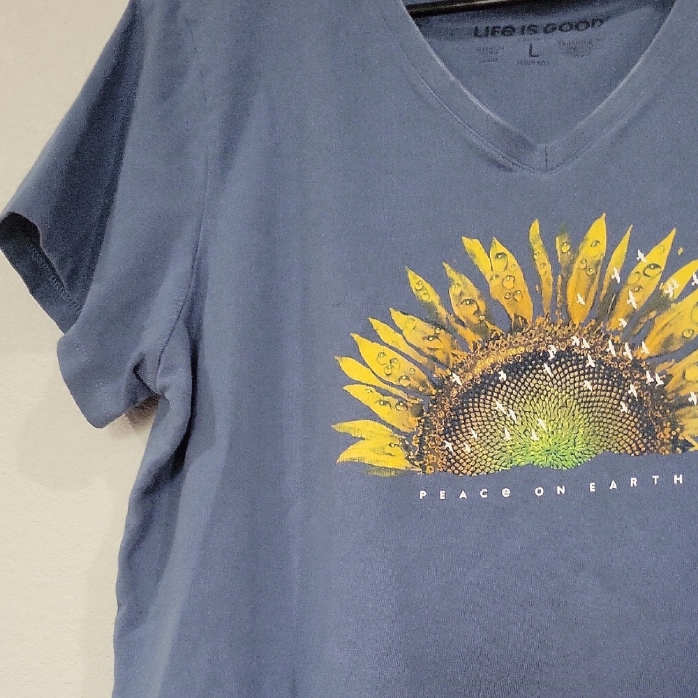 Life is Good Blue Sunflower Women's Top - Picture 5 of 5